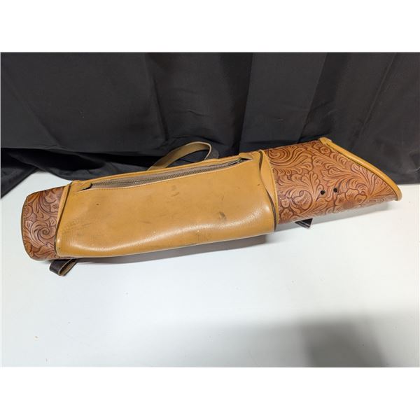 Leather Quiver w/Floral Design and pouch on Quiver