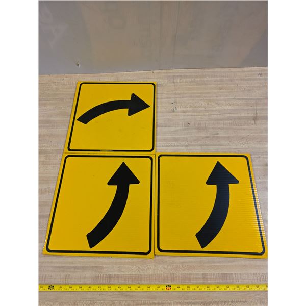 3 turn ahead signs- plastic
