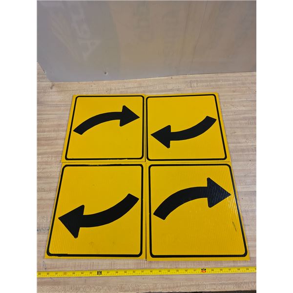 4 turn ahead signs- plastic