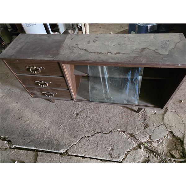 Buffet with glass doors- 60" by 16" by 30"H