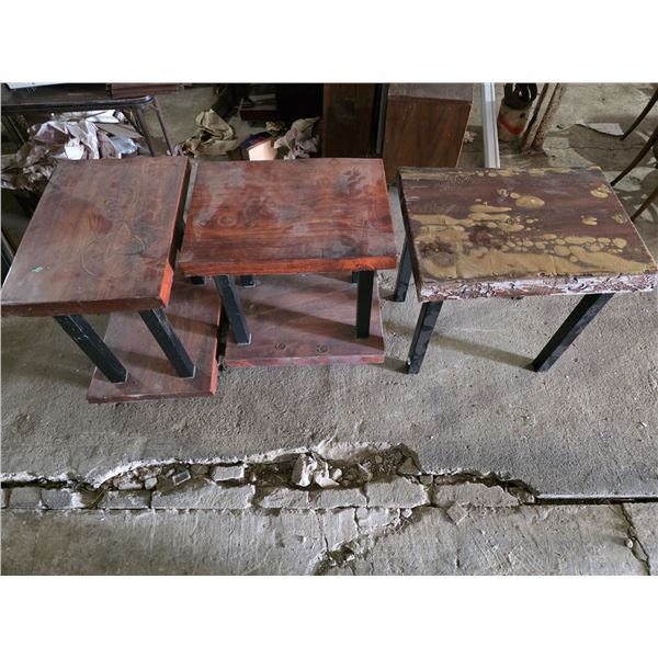 3 Solid wood end tables- 25" by 19" by 23"H