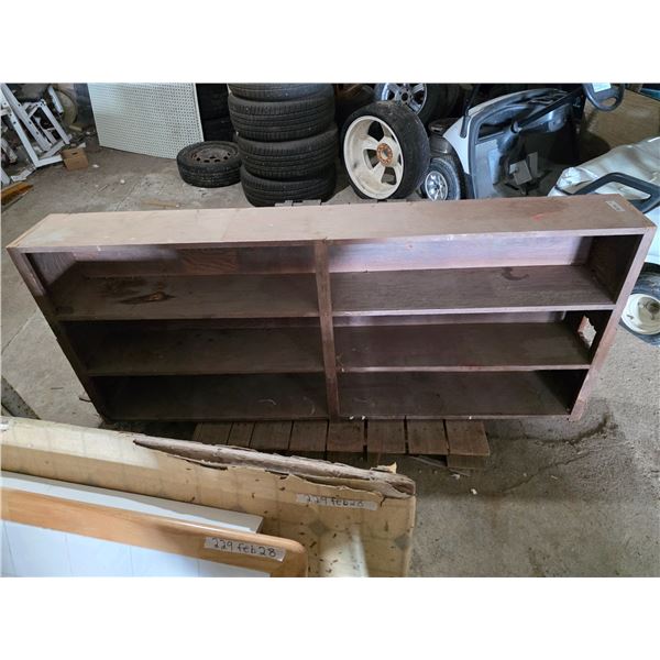 Wood shelving unit- 78" by 10" by 34"H