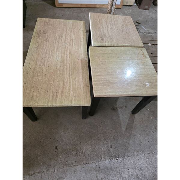 Coffee table and 2 end tables- 48" by 24" by 18"H