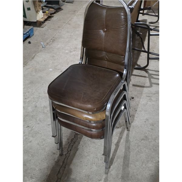 Stack of 4 leather chairs- 36"H