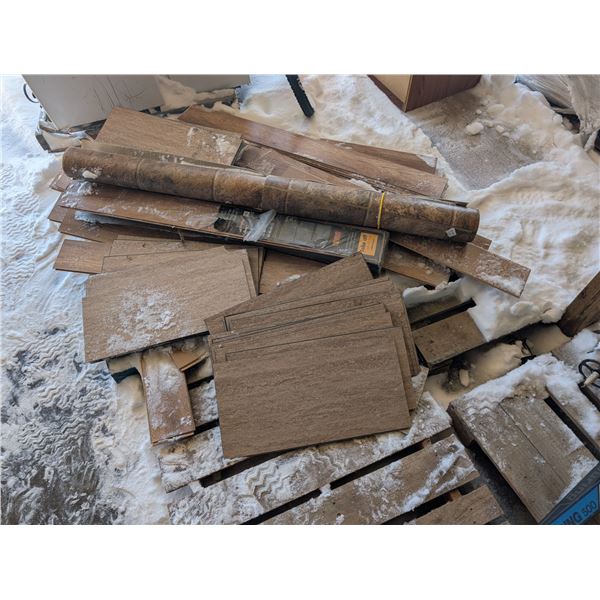 Pallet of Wood Flooring, Roll Out flooring, and etc. as shown