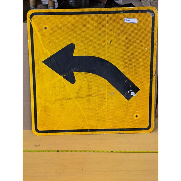 Left curve road sign