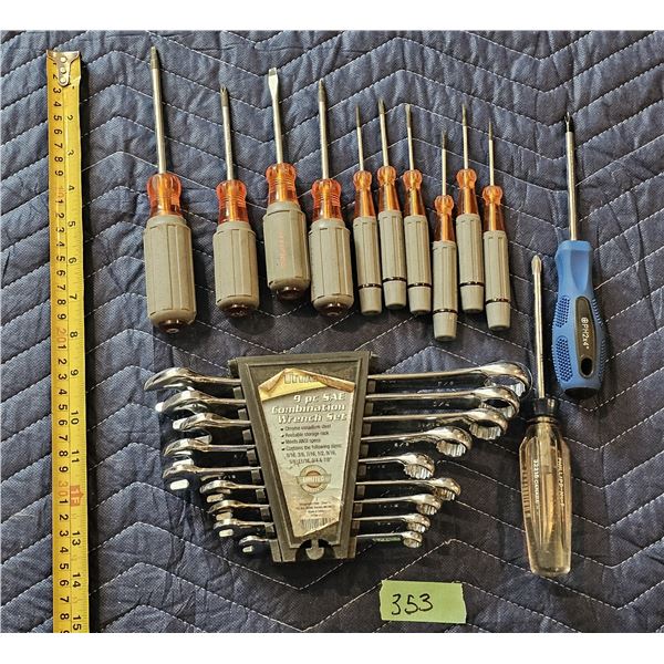 9pc Wrench Set & Screwdrivers