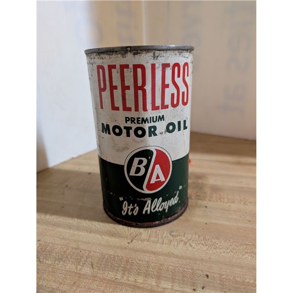 Vintage Sealed Peerless Premium Motor Oil (Oil in Can)