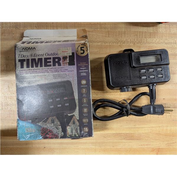 Vintage 7 Day/6 Event Outdoor NOMA Timer w/ Original Box