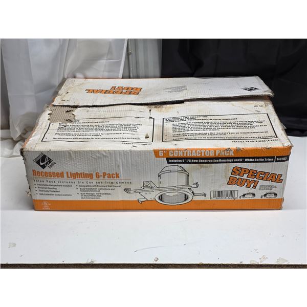 Recessed lighting 6- pack- 6" housings- new