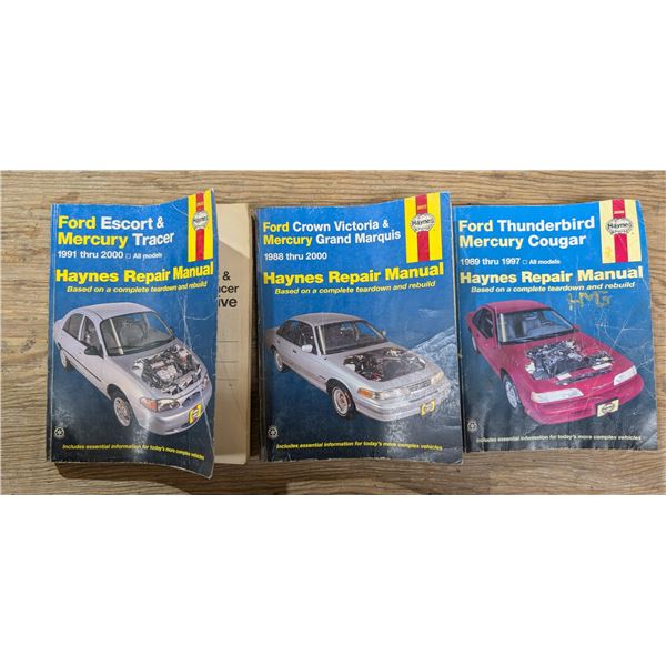 (3) Ford Manuals (Thunderbird 1989-97) (Mercury 1988-94) (Escort 1991-2000)