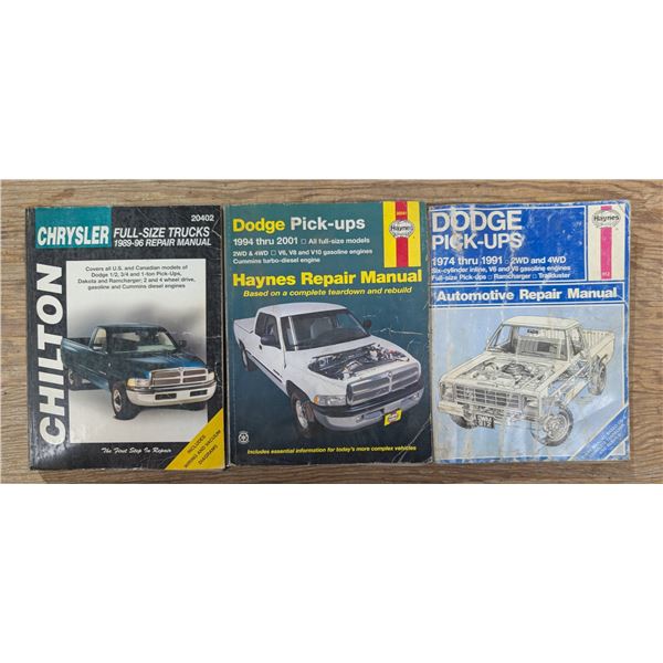 (3) Dodge Repair Manuals (1974-91) (1989-96) (1994-2001)
