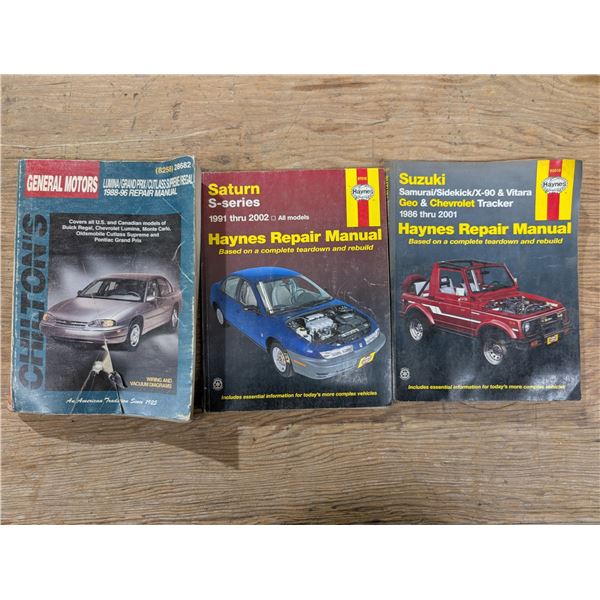 (3) Repair Manuals (GM Lumina 1988-96) (Saturn S-Series 1991-2002) (Suzuki 1986-2001)