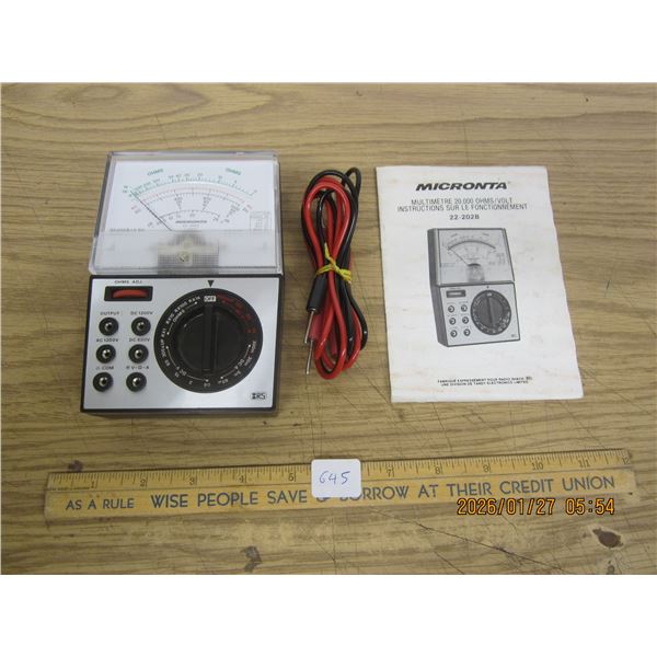 Micronta Multimeter with Instructions