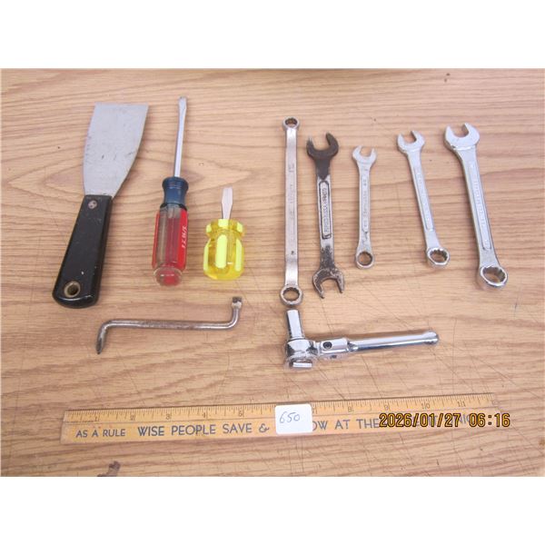 Lot of Hand Tools Scrapper , Ratches ,Wrenches Ect.