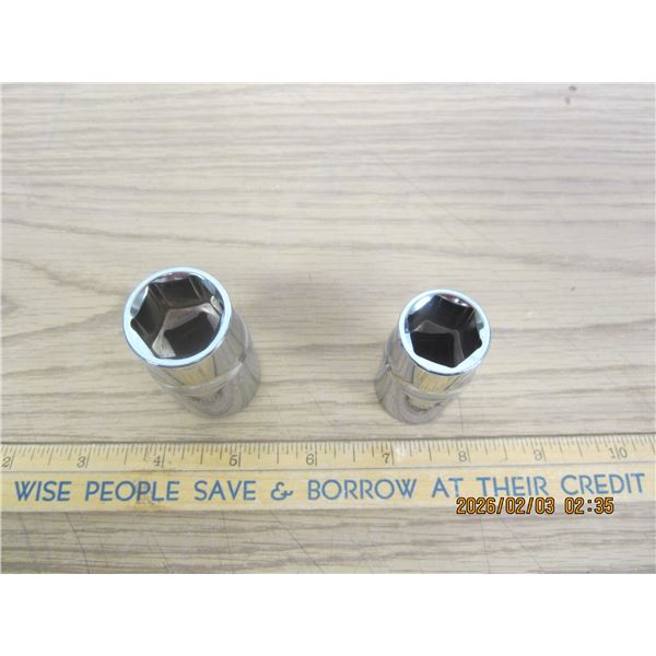 Lot of 2 Double Ended Sockets for Removing Lug Nuts 13/16 -21mm , 7/8 -22mm , 11/16 -17mm, ¾ -19mm