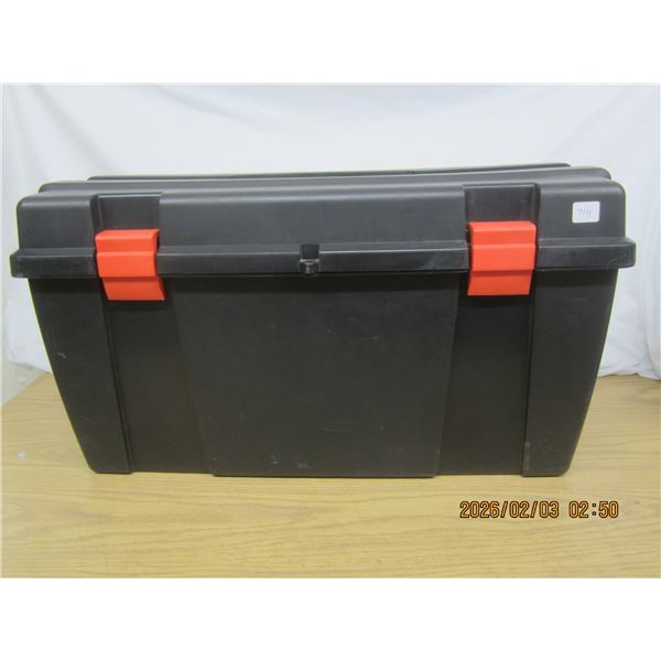 Large Black Tool Box 26 inches Long 14 inches tall  12 inches deep in Good Condition