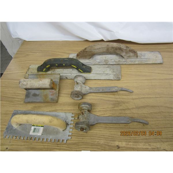 Lot of Cement Tools Trowels and Such