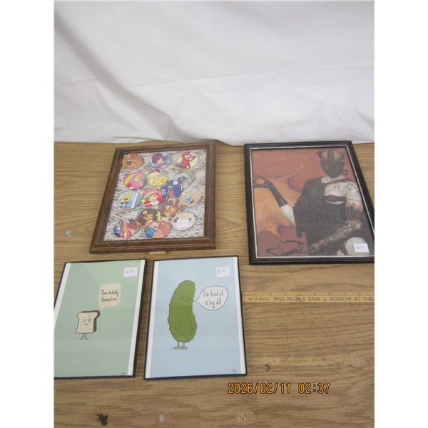 Lot of Art Work and Pin Back Buttons