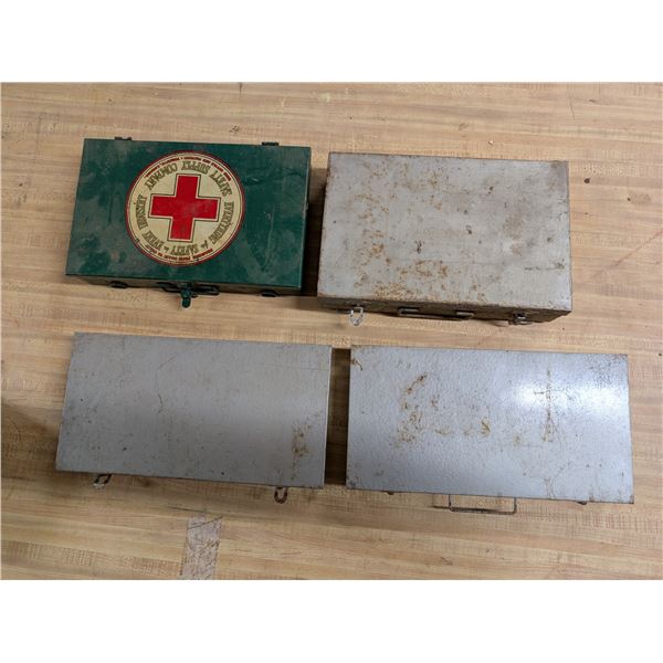 (4) Metal Parts Boxes ad Medic Box (13"x9")