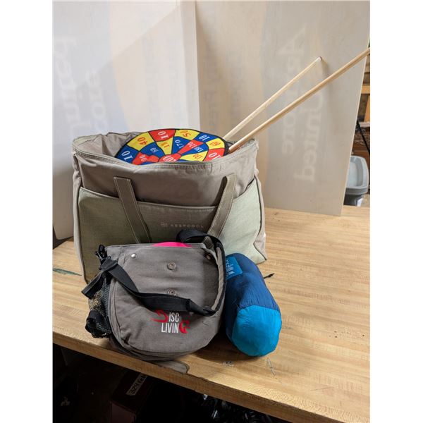 Bag of Games (Darts, Frisbees, Board Game items, and etc., as shown)