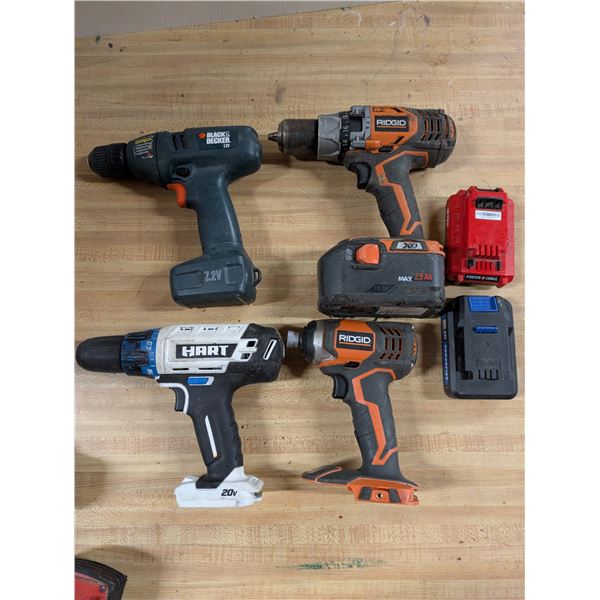 (4) Drills (non Tested, Some of Batteries-No Chargers-Misc. Battery Packs with it)