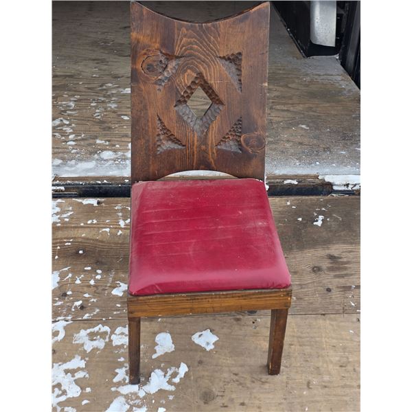 Unique wooden chair with leather seat- 9297