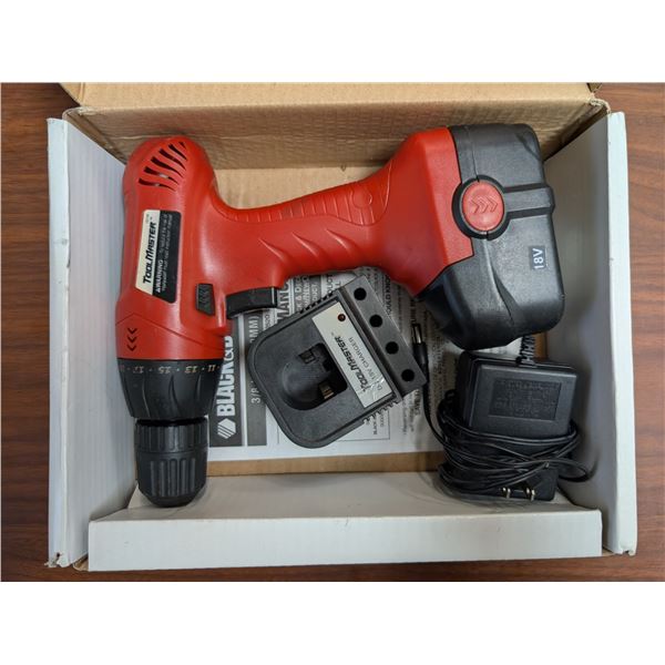 Tool Master Cordless Drill Voltage 18V W/ Charger and Battery (Works)