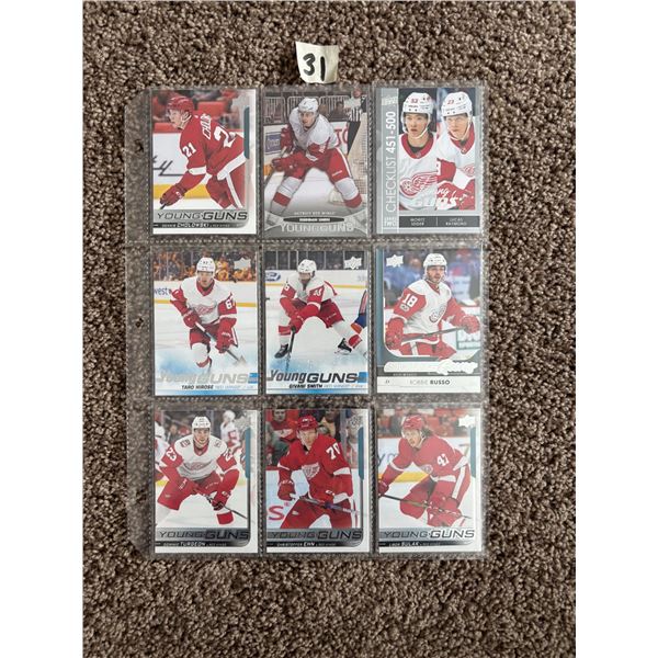 (9) Detroit Young Guns Cards