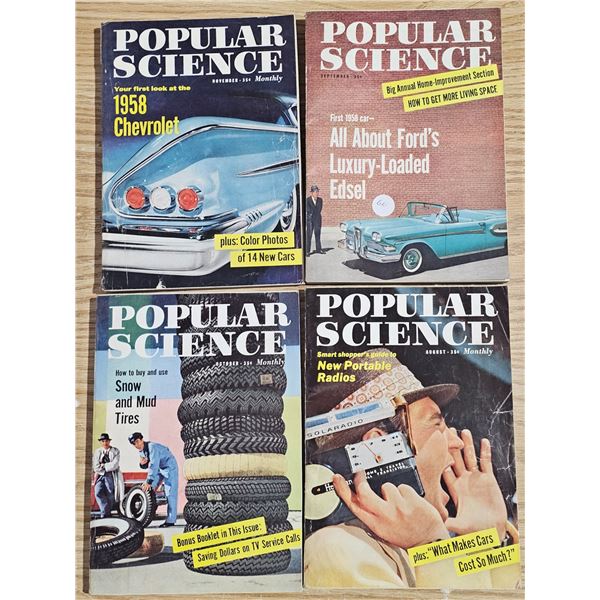 (4) 1950’s Popular Science Magazines