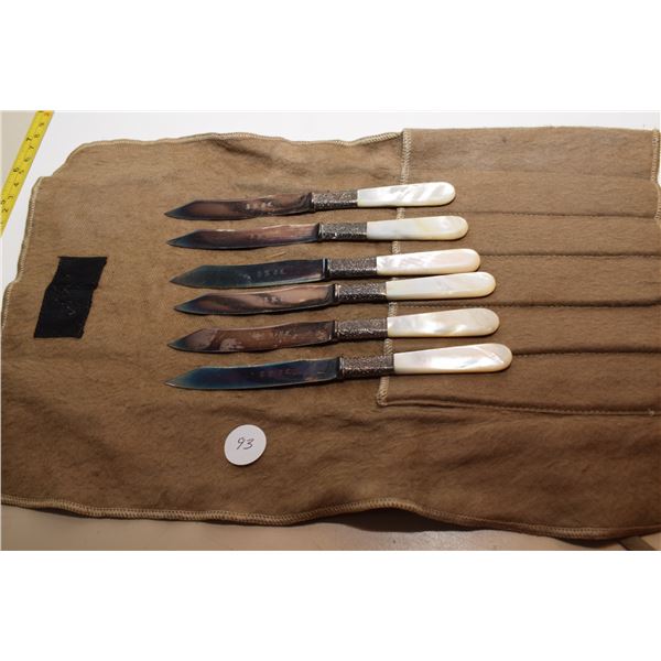 Mother of Pearl Handled Sterling Silver Knife Set of (6)