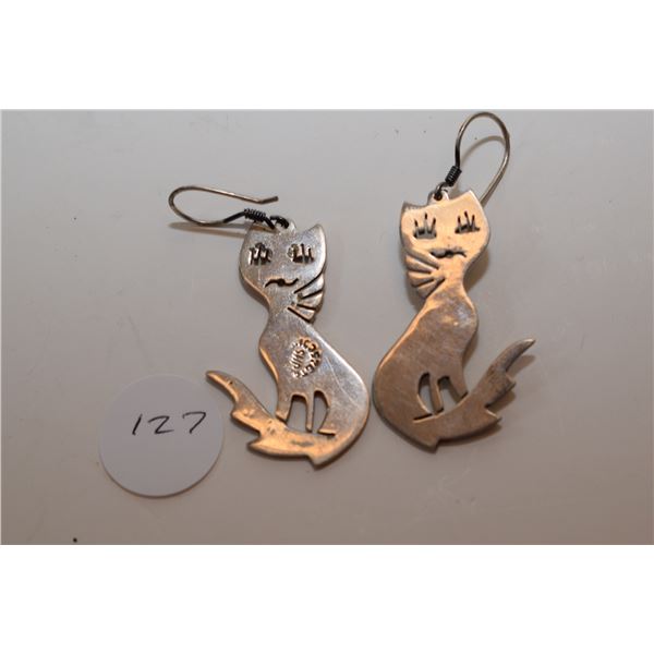 Sterling Silver Cat Earrings