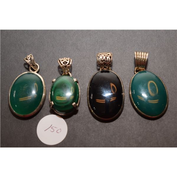 (4) Sterling Silver & Stone Pendants