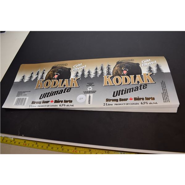 Lot of Kodiak Ultimate (Obsolete) Beer Labels