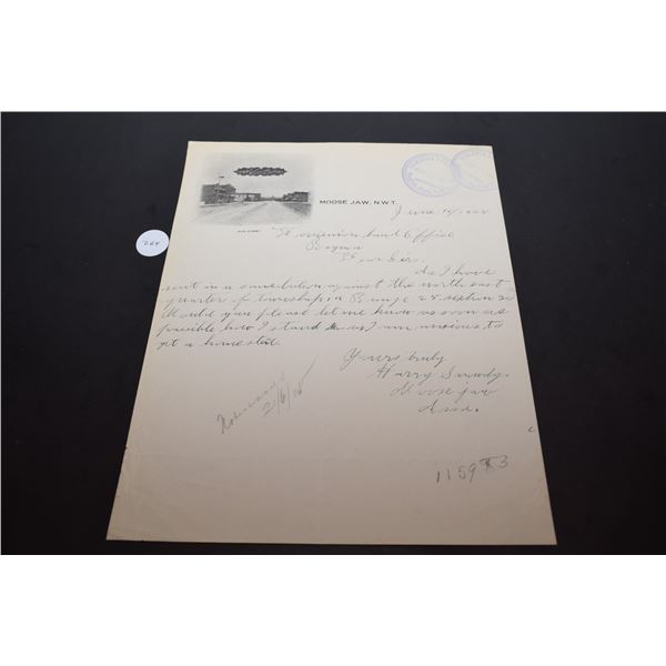 Moose Jaw, NWT 1904 Land Document