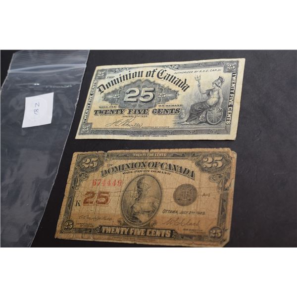 1923 & 1900 Canada 25 cent Shinplaster