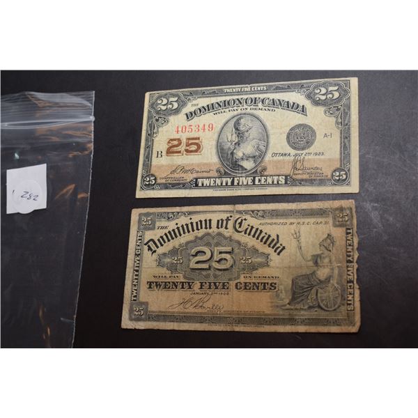 1923 & 1900 Canada 25 cent Shinplaster