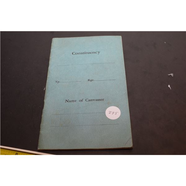 Vintage Political CCF Canvasser Book