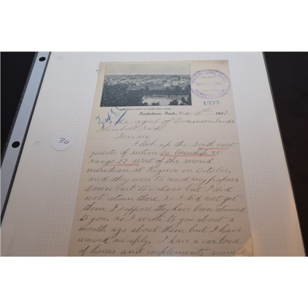 1907 Saskatoon Land Document