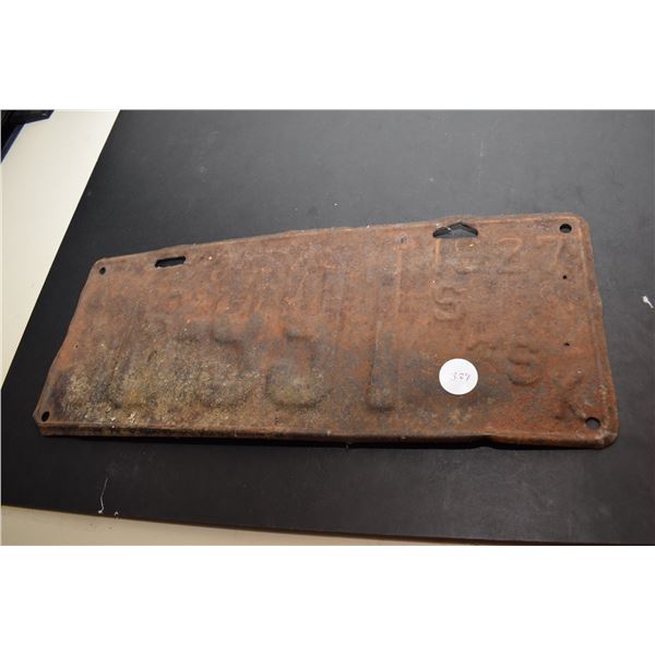 1927 Sask License Plate
