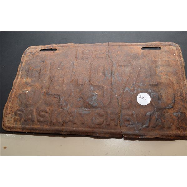 1928 Sask License Plate