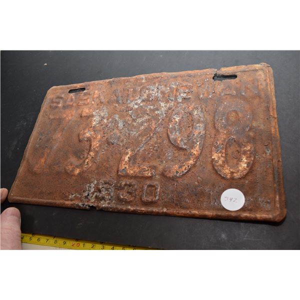 1930 Sask License Plate
