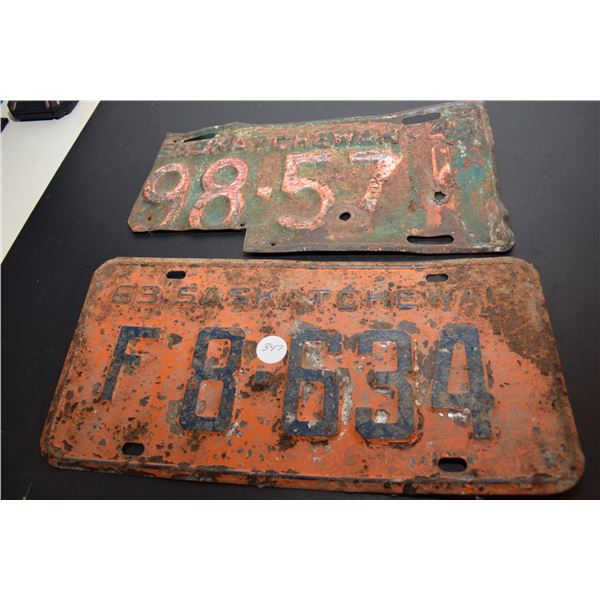 1953 & 1945 Sask License Plates