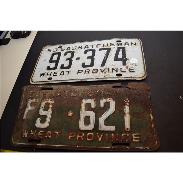 1956 &1959 Sask License Plates