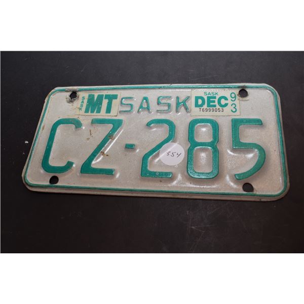 1993 Sask Motorcycle License Plate