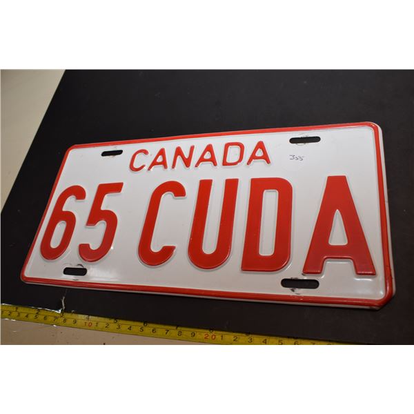 “65 Cuda” License Plate