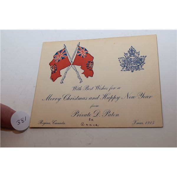1915 Regina, Canada Christmas Card
