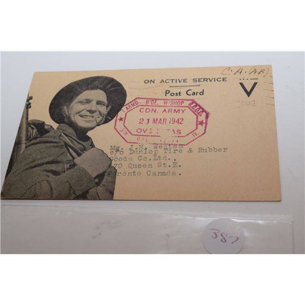 1942 Canada Soldier Postcard
