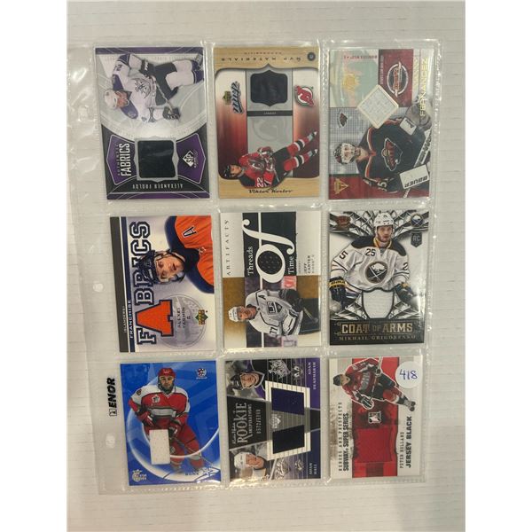 Assorted Jersey Cards - 1 Sheet (9 Hockey Cards)