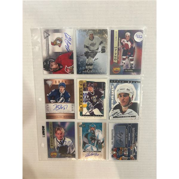 Autographed Hockey Cards - 1 Sheet (9 Hockey Cards)